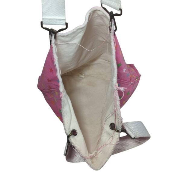Soffe Pink Denim Stars Over Shoulder Double Strap Tote Bag - Picture 4 of 6